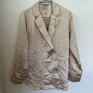 Long Button Down Silk Blouse